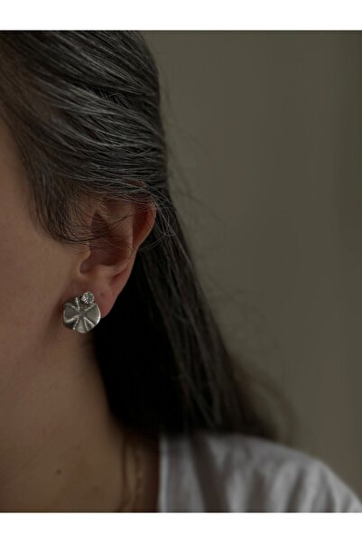 Owentis Steel Silver Stone Asymmetrical Houston Earrings -Not Tarnish-