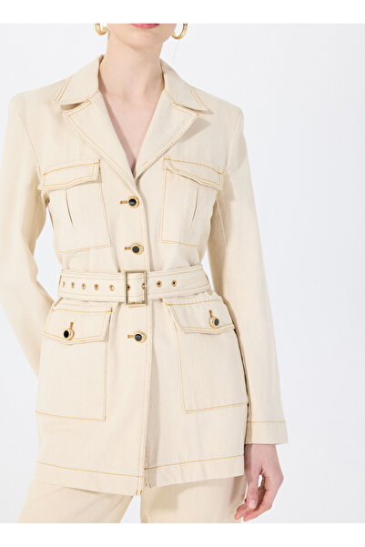 Sorbe Ekru Kadın Denim Ceket MILITARDENIMJACKET2014