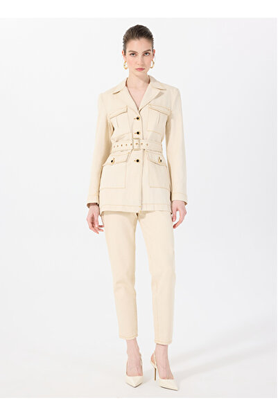 Sorbe Ekru Kadın Mom Fit Denim Pantolon KOT PANTOLON 2026