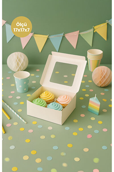 dandeliondesign Cupcake Hediye Kutusu - Hediye Paketi - Asetat Şeffaf Pencere...
