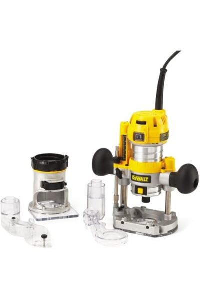 Dewalt جهاز توجيه وقاعدة ثابتة 6 و8 مم مع أداة تشذيب، أصفر/أسود، D26204K-GB، ضمان لمدة 3 سنوات