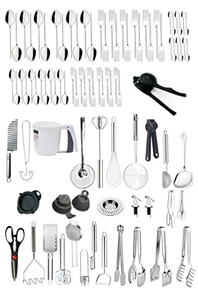 Homerest 91 Parça Yemek Kaşığı Çatalı Tatlı Kaşığı Çatalı Çay Kaşığı Maşa Çır...
