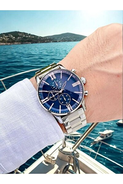 Leerybee Gümüş Renk Çelik Kordon Erkek Kol Saati Arkadaşa Sevgiliye Hediye Do...