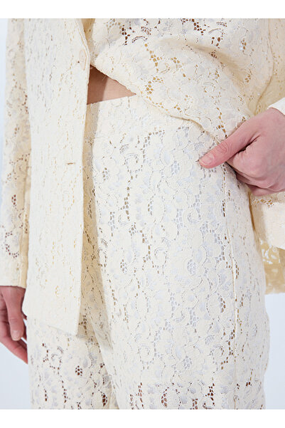 Fabrika Standart Bel Normal Beyaz Kadın Pantolon F5SL-PNT0036