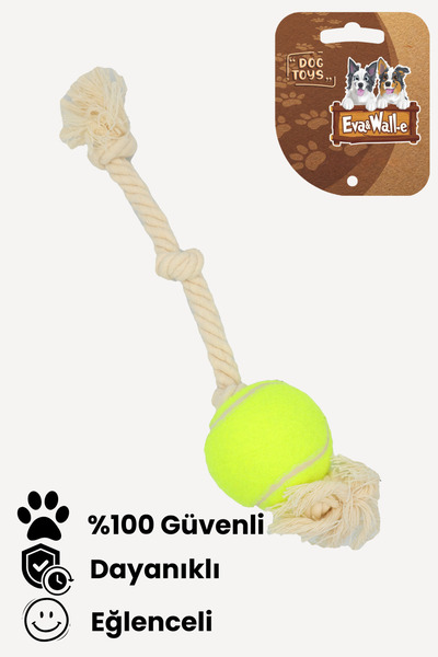 Eva & Wall-e Tennis Ball Bulk Rope Dog Toy |   Durable Pull String Fetch Ball for Medium and Large Breeds