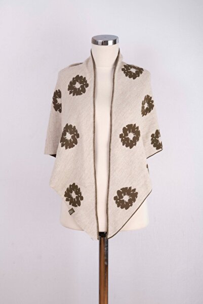 Sebir Moda Floral Patterned Double-Sided Knitwear Triangle Shawl