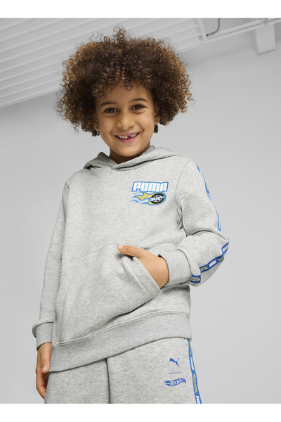 Puma Erkek Çocuk Gri Sweatshırt 63007104-PUMA X HOT WHEELS Hoodie T