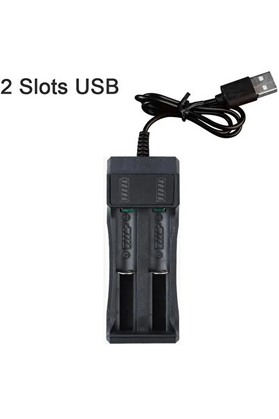 Choice شاحن بطارية ليثيوم 18650 مزدوج الفتحات مزود بمنفذي USB 1/2/4 لشحن بطار...