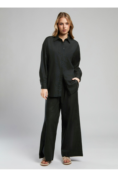 Lee Cooper Black Women's Classic Collar Comfortable Fit Shirt 252 Lcf 241002 Nataly Black