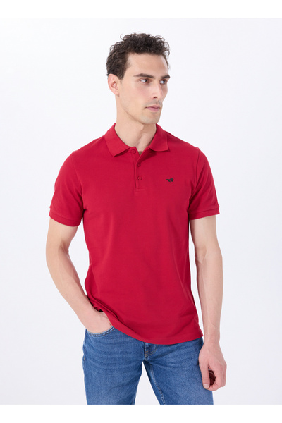 Mustang Baskılı Kırmızı Erkek Polo T-Shirt M5SM-TST1335