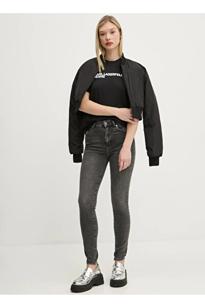 Karl Lagerfeld Jeans Bisiklet Yaka Düz Açık Siyah Kadın T-Shirt A1W17005