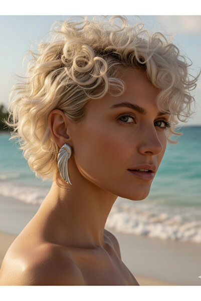 Rednose Gümüş Rengi Kanat halka sallantılı küpe stil gece abiye zarif şık pla...