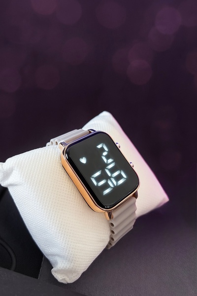 İSTLİV Kadın Gri Renk Silikon Kordon Dijital Led Kol Saati