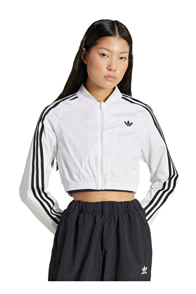adidas JD0265 TEAMGEIST TT Beyaz Crop Düz Kadın Zip Ceket