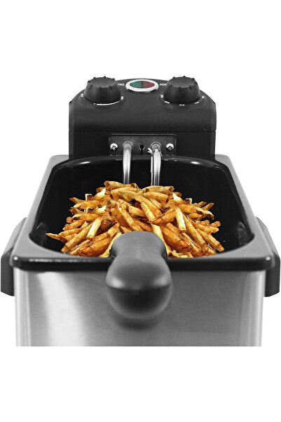 HOMİX مقلاة كهربائية عميقة سعة 3.5 لتر، 1960 واط، ترموستات قابلة للتعديل