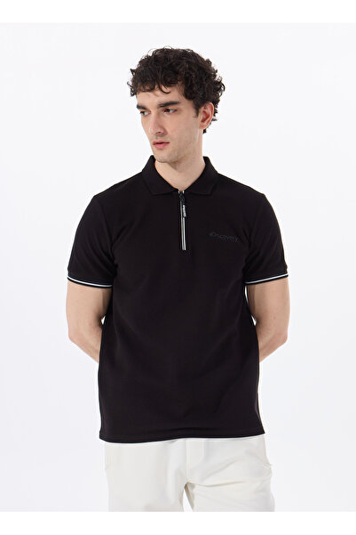Discovery Expedition D5SM-TST3718 Siyah Relaxed Düz Erkek Polo T-Shirt