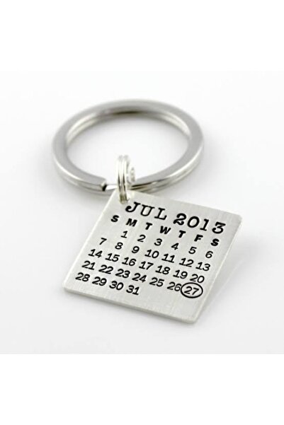 Custom Calendar Date Hover Square Keychain