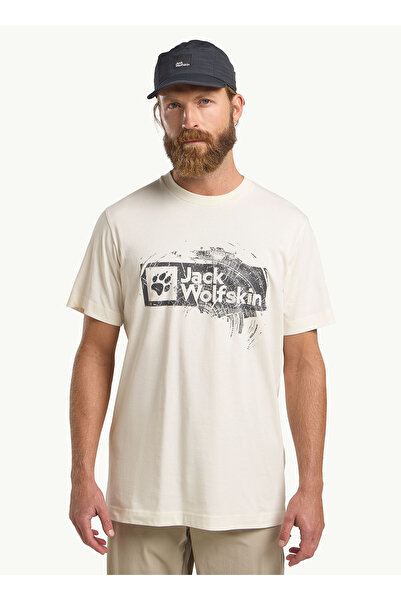 Jack Wolfskin Ανδρικό μπλουζάκι A64116TRBRAND T M σε λευκό χρώμα με λαιμόκοψη ποδηλάτου κανονικής εφαρμογής