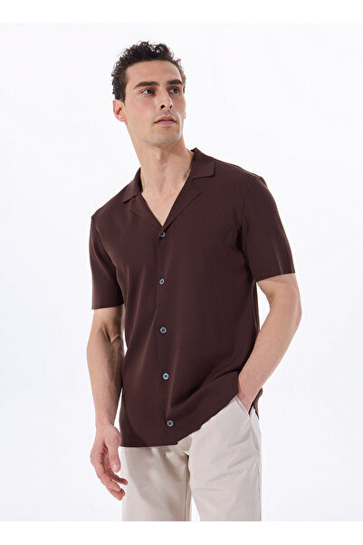 Fabrika Kahverengi Erkek Apaş Basic Rayon Karışımlı Hırka F5SM-HRK 2053