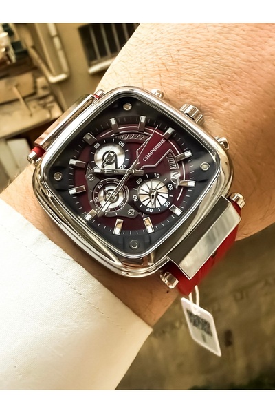 Reward chaporone Kare kırmızı renk su geçirmez Erkek kol saati