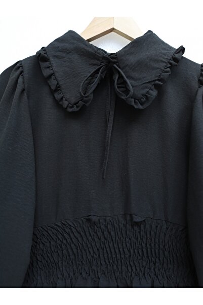 HİJABAYA Long Sleeve Baby Collar Elastic Waist Blouse