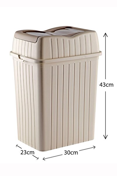 MYBOX 22 L - Çift Kapaklı Slim Çöp Kovası - Dekoratif Ev Ofis Banyo & Mutfak Düzenleyici Çöp Kutusu Krem