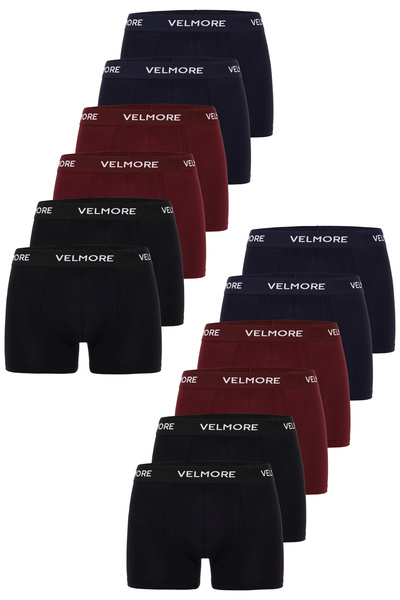 VELMORE Men's Boxer 12-Piece Box – Breathable Cotton Fabric – Non-Squeezing Flexible Waistband (S–5Xl)