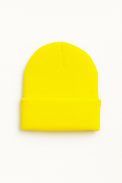 Funny Life Unisex Folded Yellow and Black 2-Piece Beret Set