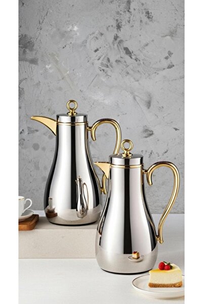 Generic Luxury Tea and Coffee Thermos Set, 1 and 0.7 Liter Stainless Steel Outer Layer | Elegant Design that Retains Heat