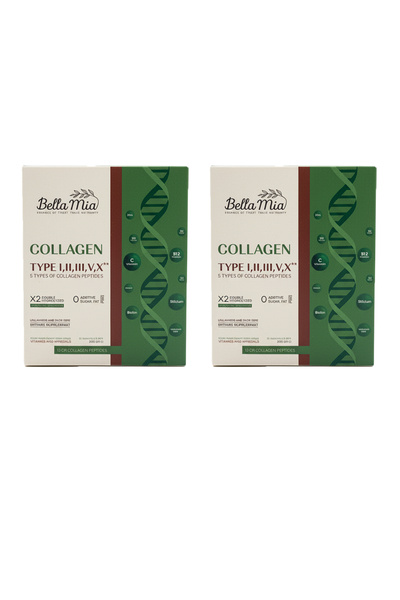Bella Mia Collagen 100% Pure and Natural Dietary Supplement Containing 5 Types of Collagen and Vitamins Economical Package (60 Sachets)