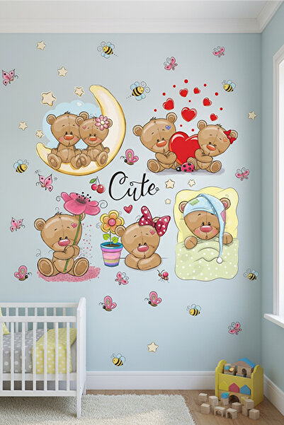 KT Decor Slatke životinje Set-5 Zidne naljepnice za dečiju sobu