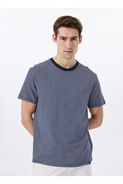 Jeep Bisiklet Yaka Çizgili Lacivert Erkek T-Shirt J5SM-TST7379