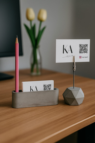 KARRA Beton Gri Kartvizitlik Ve Not Tutucu Set