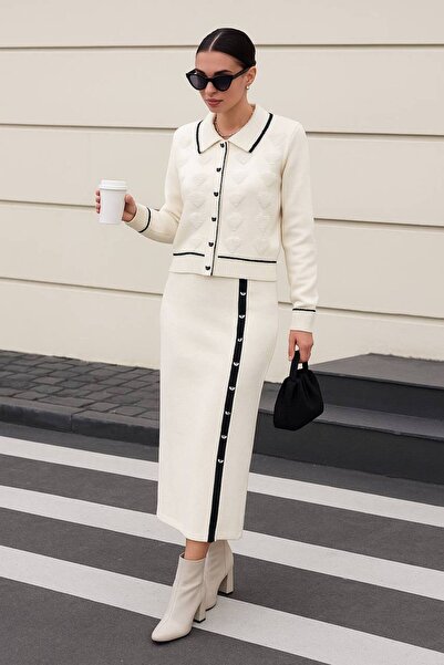 MAY MARA SET DE 2 PIECE TRICOTATĂ PENTRU FEMEI CU DETALIARE CU DUCĂTURI SUBTIRELE