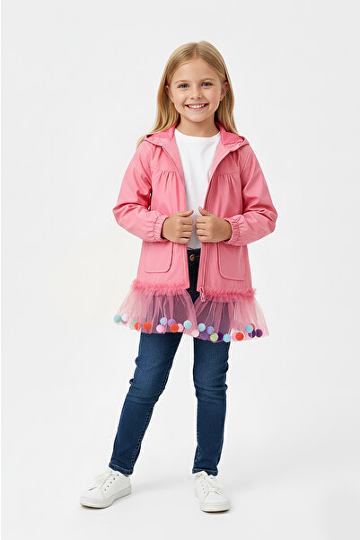 Supriz Sepeti سترة واقية من معطف واق من المطر للفتيات من Pompom