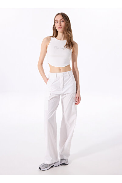 Jeep Normal Bel Bol Kesim Beyaz Kadın Pantolon J5SL-PNT7871