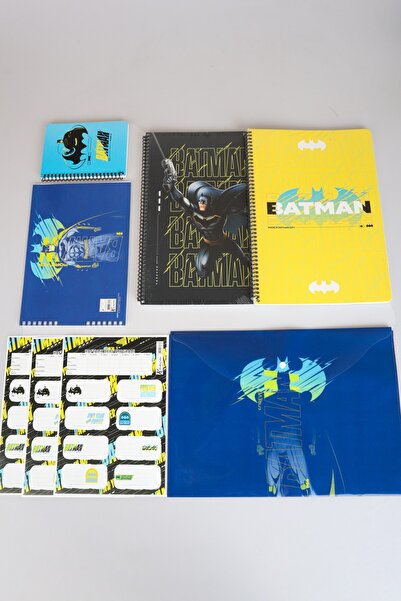 Batman A4 80-Sheet 2-Piece Notebook with Dekomus License, Clip File, Drawing Notebook and 24-Piece School Set