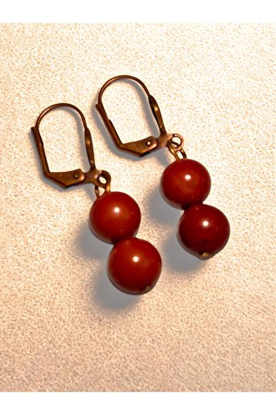 ayrestyle Red Jasper Stone Dangle Earrings for Women - Dark Copper Clasp Hook...
