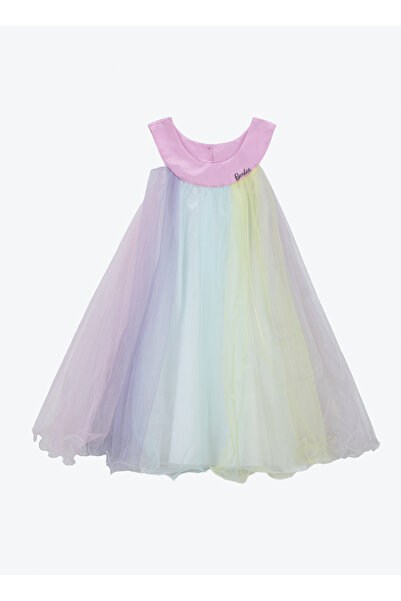 Barbie Düz Çok Renkli Kız Çocuk Abiye Elbise BRB5SG-ELB6012