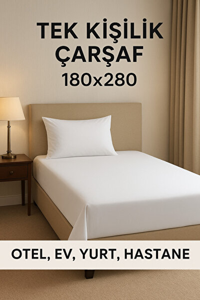 MEŞELİ TEKSTİL Tek Kişilik Ranforce Otel Çarşafı 62 Tel 180x280 | %100 Pamuk