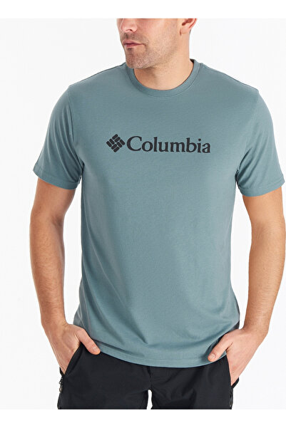 Columbia تي شيرت رجالي بياقة دائرية مطبوع باللون الأخضر الفاتح CS0287 CSC M B...