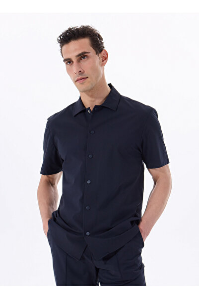 Fabrika Lacivert Erkek Apaş Yaka Basic Gömlek F5SM-GML 2475