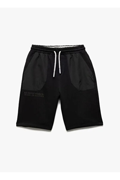 Koton Lastikli Bel Regular Fit Siyah Erkek Çocuk Şort 5SKB40032TK
