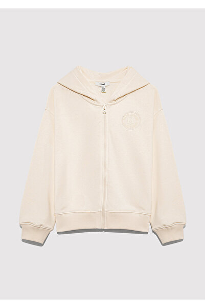Mavi Patch Logo Zippered Ecru Sweatshirt 7S10144-70072