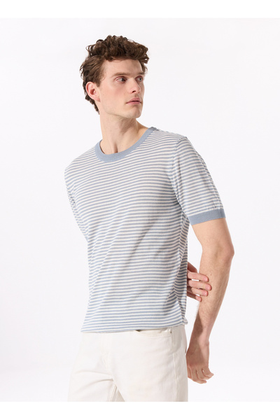 Fabrika Mavi Erkek Bisiklet Basic Çizgili Kazak F5SM-KZK 2048