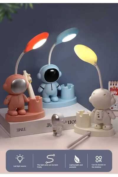 lawrenceshop Astronot Çalışma Masa Lambası Şarj Edilebilir Küçük Masa Lambası...