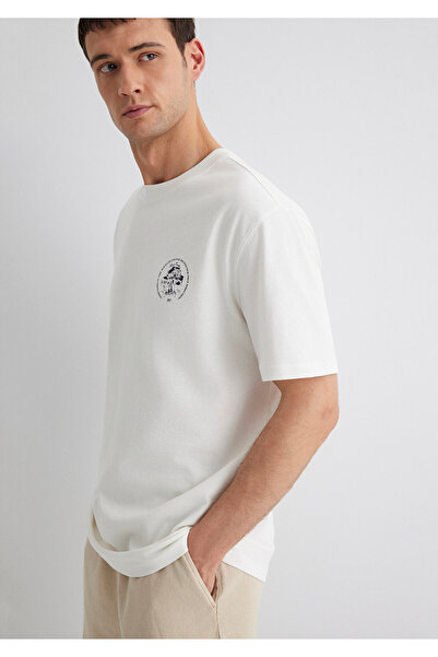 Mavi تي شيرت إكرو مطبوع فضفاض / قصة فضفاضة مريحة 0612516-70057