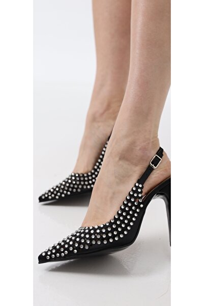 themoiss Черни обувки с каменни токове