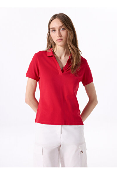 Jeep Kırmızı Kadın Relaxed Düz Polo T-Shirt J5SL-TST7070