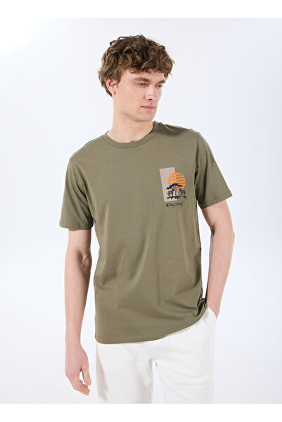 Discovery Expedition D5SM-TST3747 Haki Bisiklet Yaka Relaxed Baskılı Erkek T-...